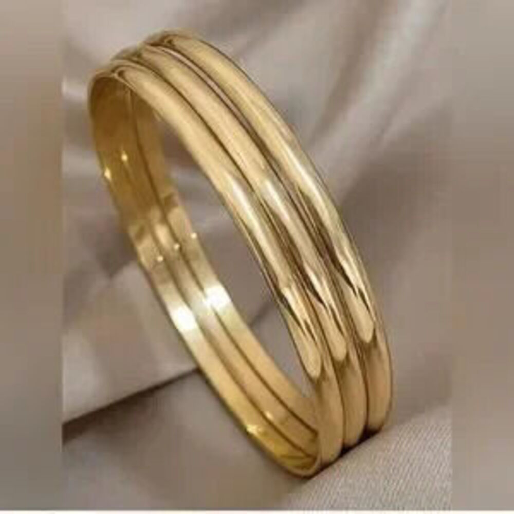 Gold Plated Stainless Steel 3pc Bangle Bracelet Set